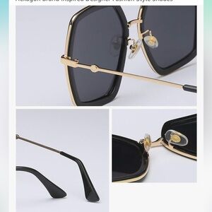 Shiny black square oversized, sunglasses brand new with gold trim